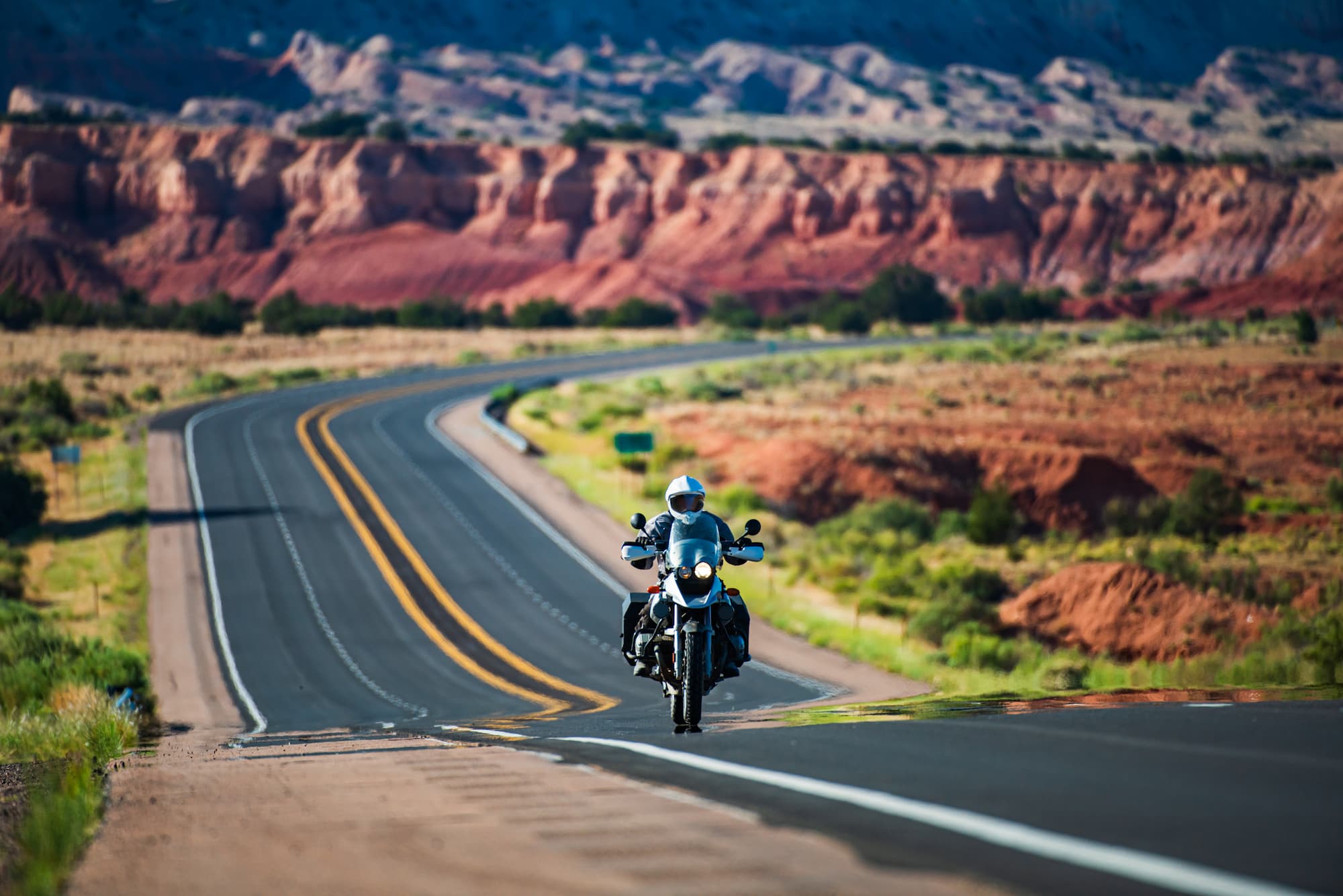 A motorcyclist exploring the best motorcycle routes in Arizona, presented by TEAM Arizona.